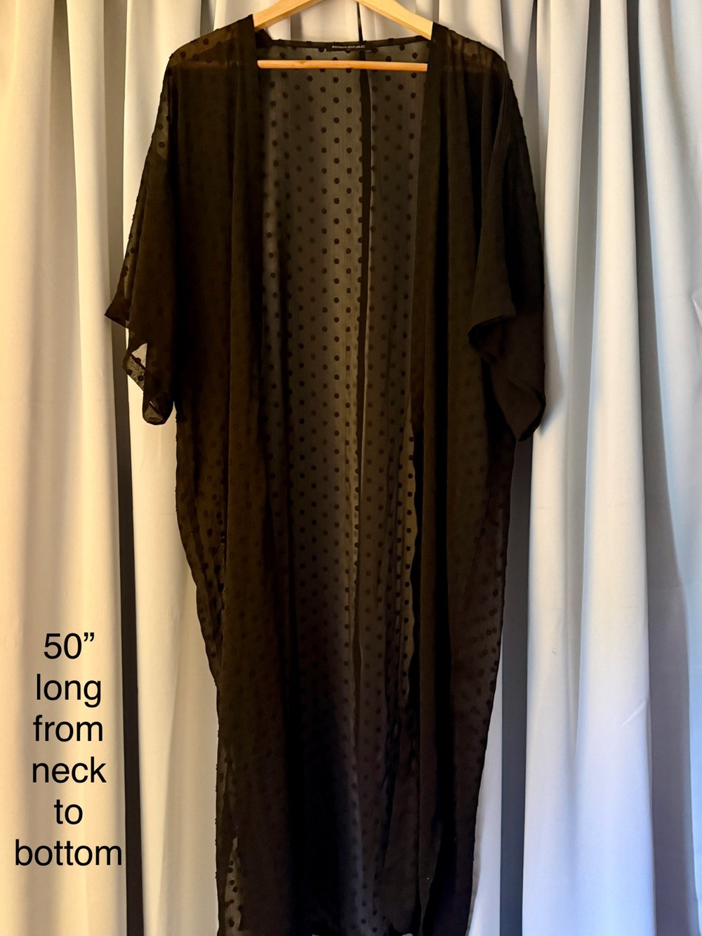 Banana Republic Black Sheer Polka Dot Kimono Cover-Up
